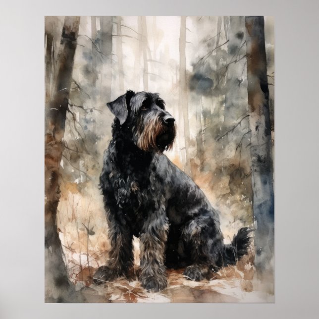 Black Russian Terrier Dog Art Print Poster (Front)