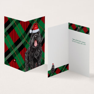 Black Russian Terrier Dog Holiday Plaid Christmas