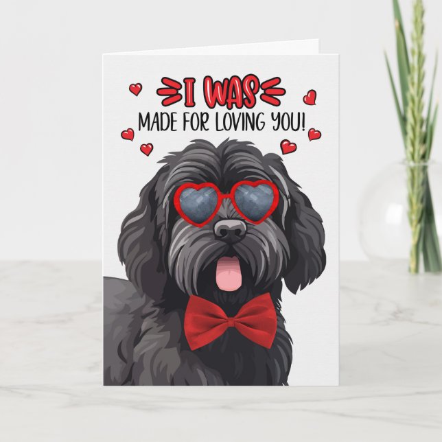 Black Russian Terrier Dog Loving You Valentine Holiday Card (Front)