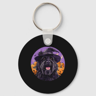 Black Russian Terrier Dog Whitch Hat Halloween Key Ring