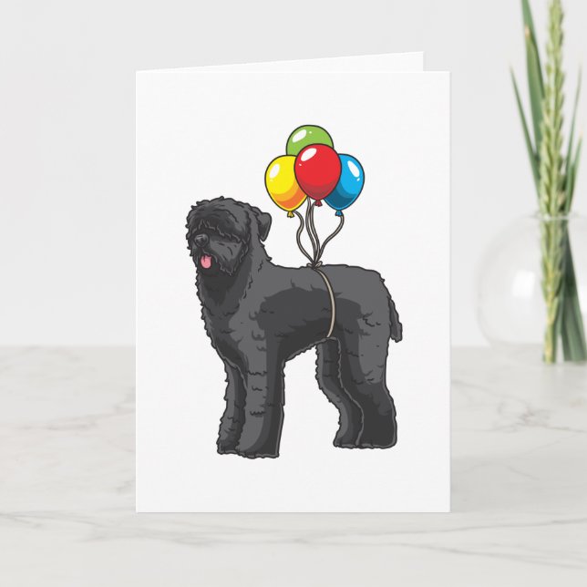 Black Russian Terrier Dog with ballons Card (Front)