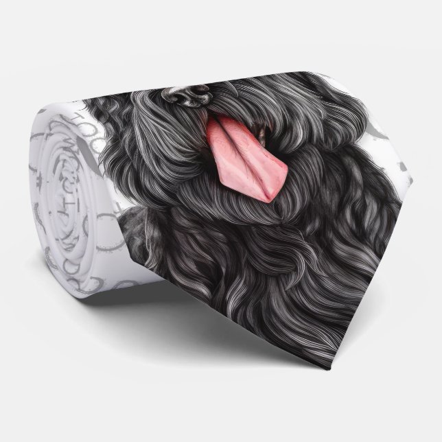Black Russian Terrier Dog Woof Christmas Pet Lover Tie (Rolled)