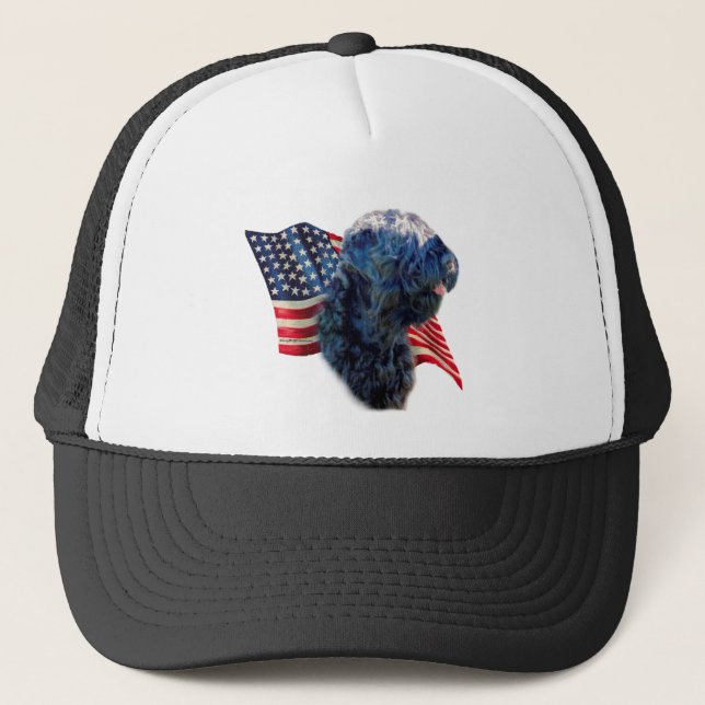 Black Russian Terrier Flag Trucker Hat (Front)