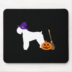 Black Russian Terrier Halloween Dog Wearing Witch Mouse Pad