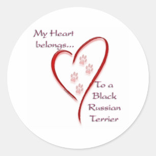 Black Russian Terrier Heart Belongs Classic Round Sticker