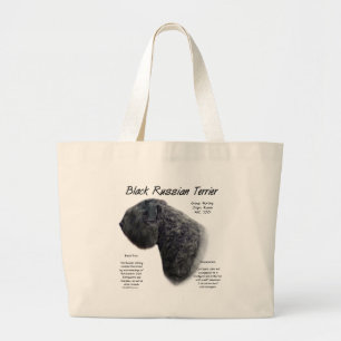 Black Russian Terrier History Design Large Tote Bag