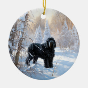 Black Russian Terrier Let It Snow Christmas  Ceramic Ornament