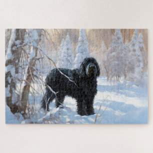 Black Russian Terrier Let It Snow Christmas Jigsaw Puzzle