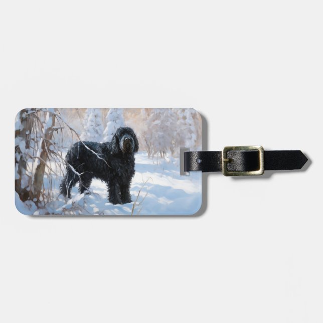 Black Russian Terrier Let It Snow Christmas  Luggage Tag (Front Horizontal)