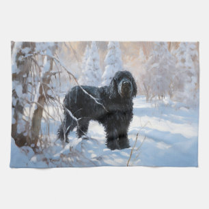 Black Russian Terrier Let It Snow Christmas Tea Towel