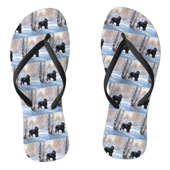 Black Russian Terrier Let It Snow Christmas  Thongs (Footbed)