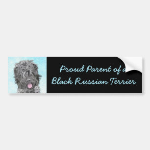 Black Russian Terrier Painting - Cute Original Dog Bumper Sticker