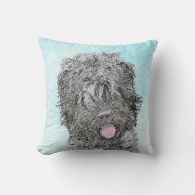 Black Russian Terrier Painting - Cute Original Dog Cushion (Front)
