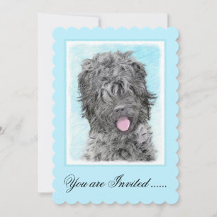 Black Russian Terrier Painting - Cute Original Dog Invitation