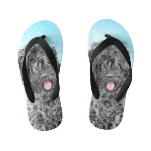 Black Russian Terrier Painting - Cute Original Dog Kid's Thongs