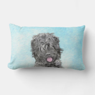 Black Russian Terrier Painting - Cute Original Dog Lumbar Cushion