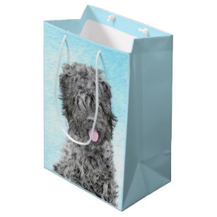 Black Russian Terrier Painting - Cute Original Dog Medium Gift Bag
