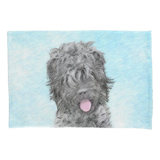 Black Russian Terrier Painting - Cute Original Dog Pillowcase (Front)