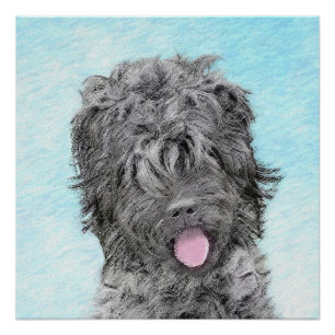 Black Russian Terrier Painting - Cute Original Dog Poster