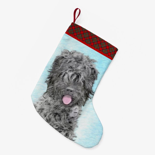 Black Russian Terrier Painting - Cute Original Dog Small Christmas Stocking (Front (Hanging))