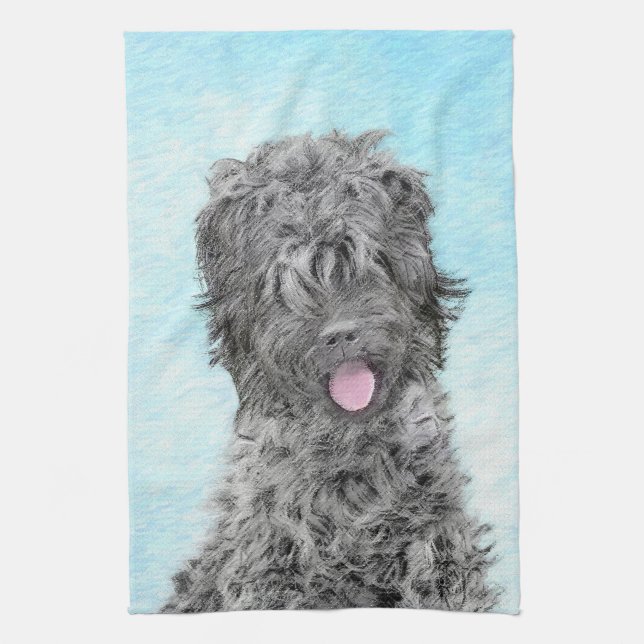Black Russian Terrier Painting - Cute Original Dog Tea Towel (Vertical)