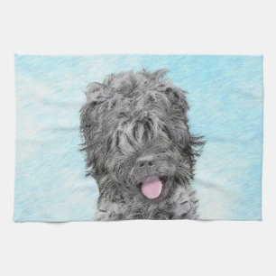 Black Russian Terrier Painting - Cute Original Dog Tea Towel
