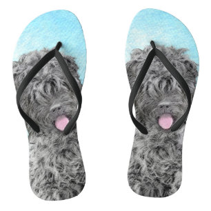 Black Russian Terrier Painting - Cute Original Dog Thongs