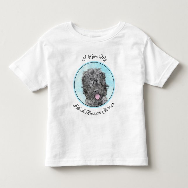 Black Russian Terrier Painting - Cute Original Dog Toddler T-Shirt (Front)