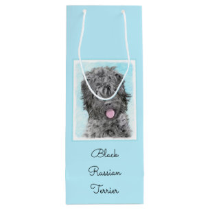 Black Russian Terrier Painting - Cute Original Dog Wine Gift Bag