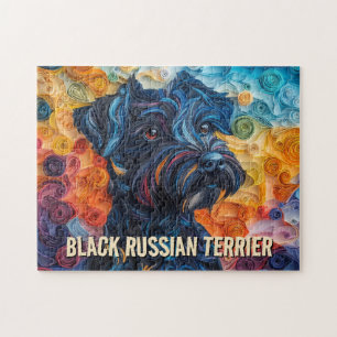 Black Russian Terrier Paper Quilling Art Portrait Jigsaw Puzzle