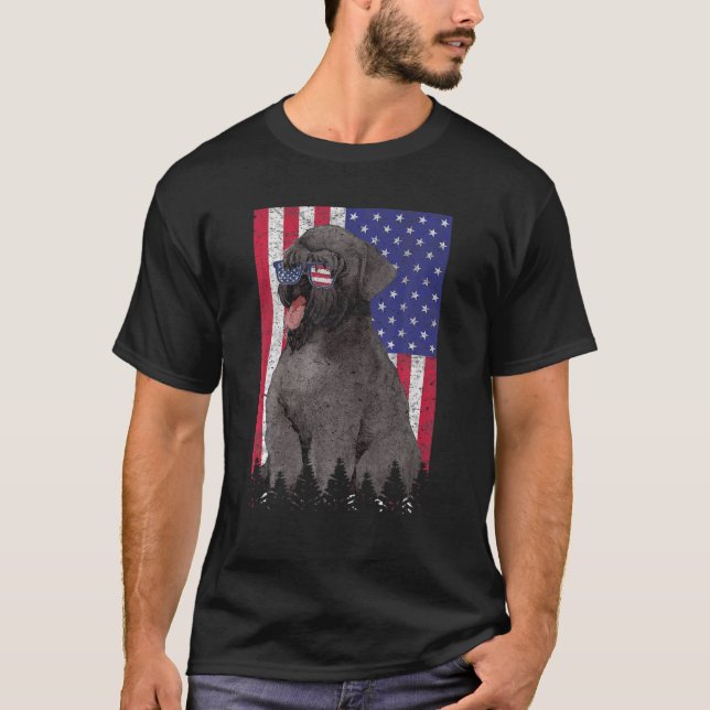 Black Russian Terrier Patriotic Dog USA Pride Amer T-Shirt (Front)