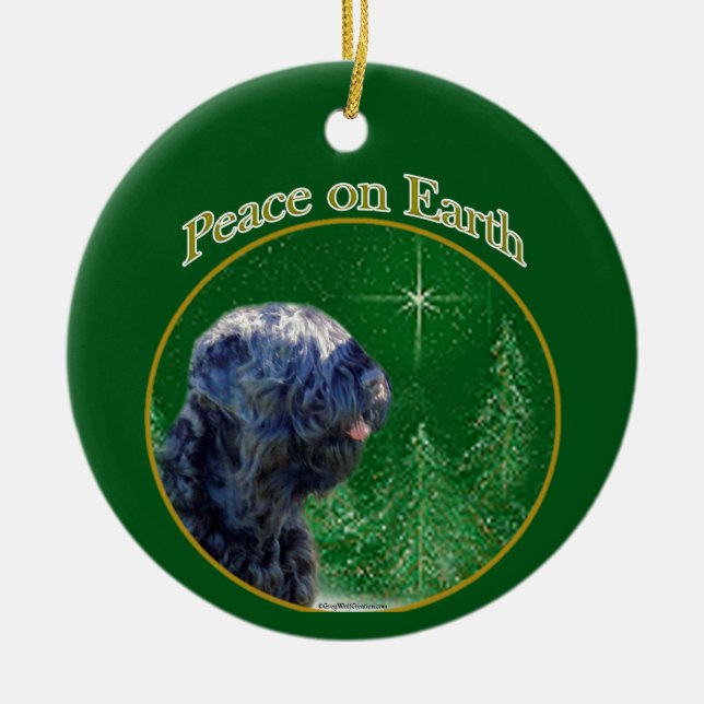 Black Russian Terrier Peace Ceramic Ornament (Front)