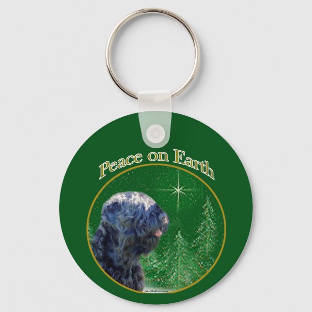 Black Russian Terrier Peace Key Ring (Front)