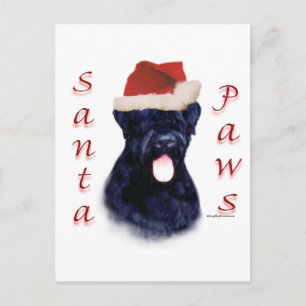 Black Russian Terrier Santa Paws Holiday Postcard
