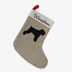 Black Russian Terrier Silhouette with Custom Text Small Christmas Stocking