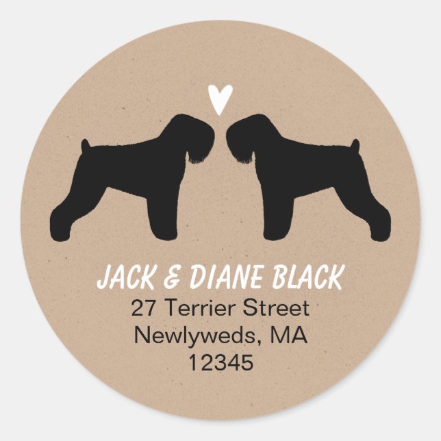 Black Russian Terrier Silhouettes Return Address Classic Round Sticker (Front)