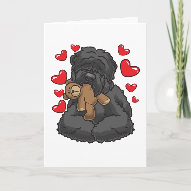 Black Russian Terrier with stuffed animal Card (Front)
