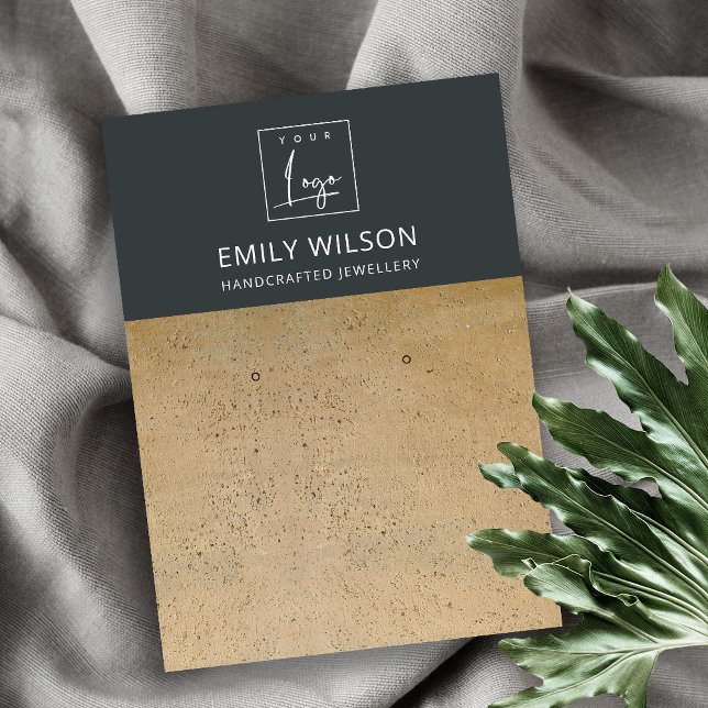 BLACK RUST TERRACOTTA TEXTURE LOGO EARRING DISPLAY BUSINESS CARD (Creator Uploaded)