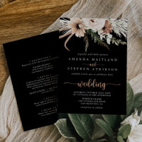 Black Rustic Boho Floral Front & Back Wedding