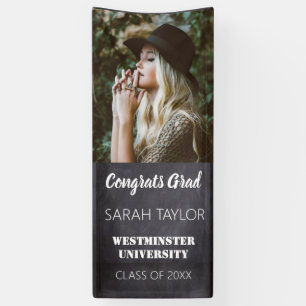 Black Rustic Chalkboard Graduation Photo Custom Banner