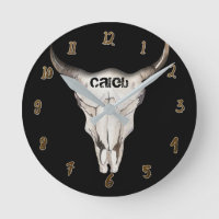 Black Rustic Cow Bull Head Skull Horns Custom