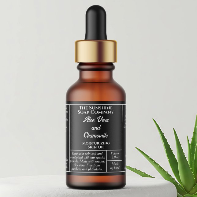 Black rustic dropper or cosmetics bottle label (Creator Uploaded)