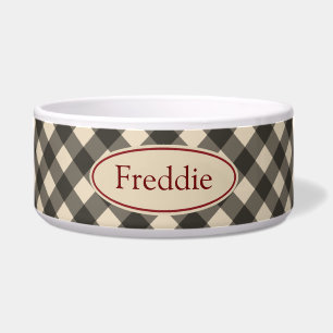 Black Rustic Gingham Pet Bowl