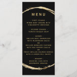 Black Rustic Gold Circle Frame Ampersand Wedding Menu<br><div class="desc">This wedding menu features a faux gold circle frame and simple calligraphy with a black background.</div>