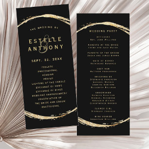 Black Rustic Gold Circle Frame Ampersand Wedding Program
