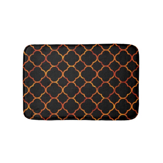 Black Rustic Gold Quatrefoil Patterns Elegant Cool Bath Mat (Front)