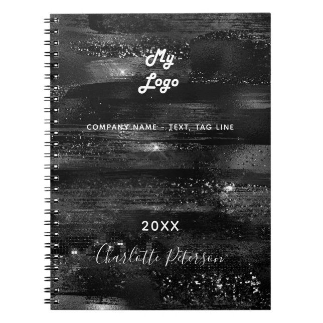 Black rustic name business logo notebook (Front)