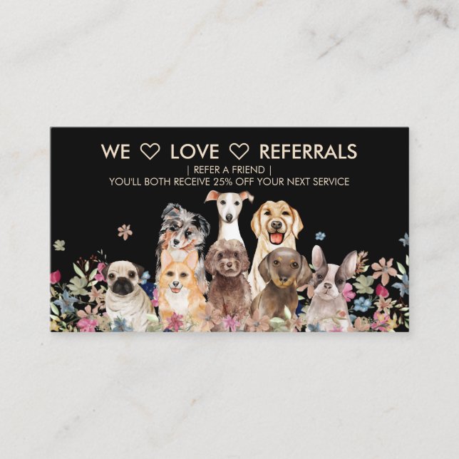 Black Rustic Pet Appointment reminder Dogs Business Card (Front)
