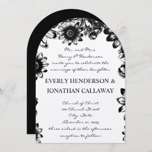 Black Rustic Romantic Navy Font Wedding Invitation