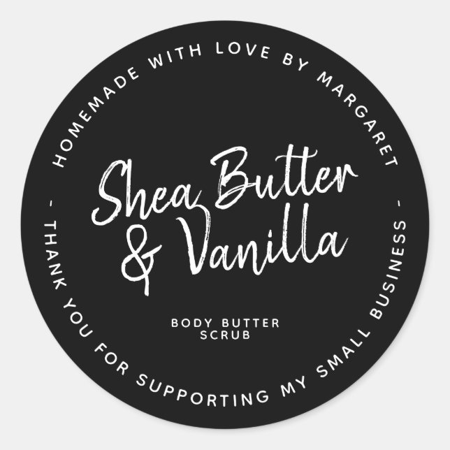 Black Rustic Script Homemade Business Package Seal (Front)